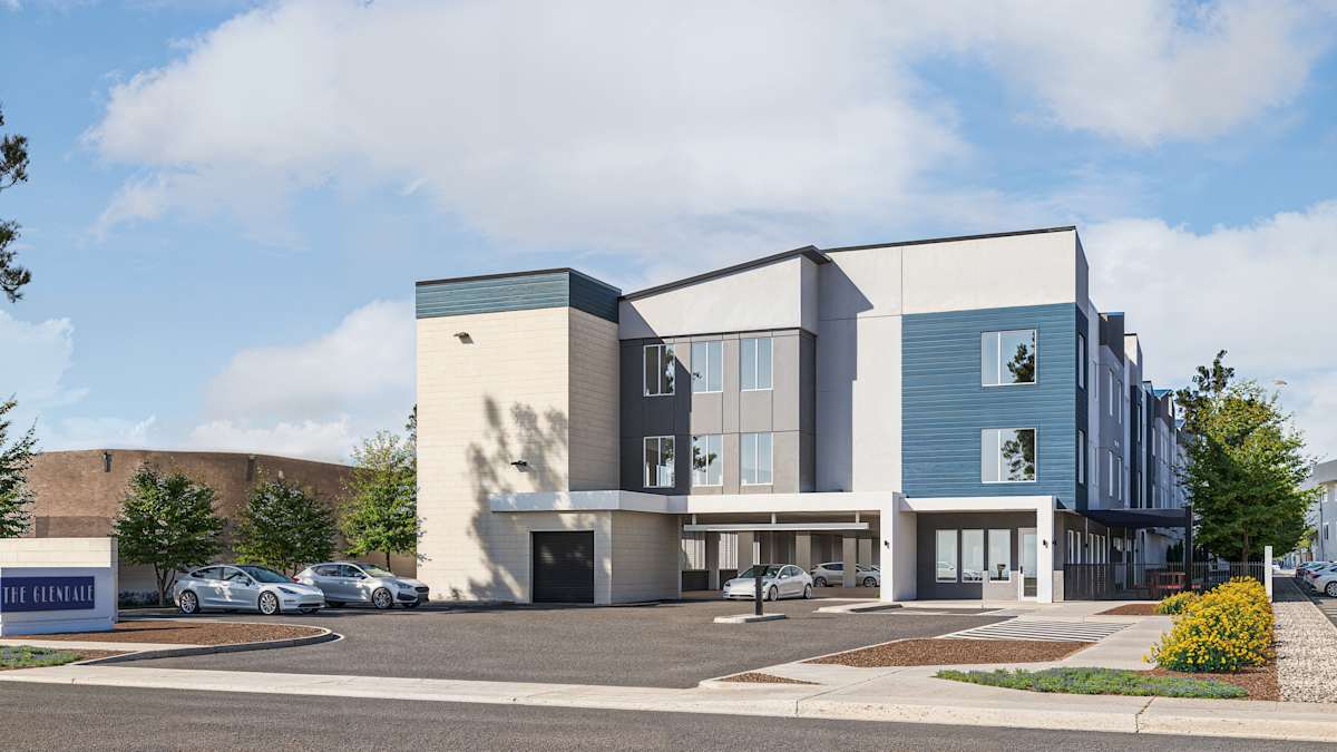 Building exterior at The Glendale Senior Apartments.
