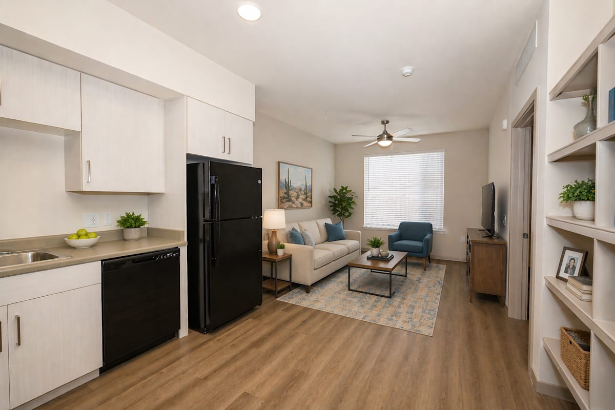 Apartment kitchen — representative home at The Glendale Senior Apartments.