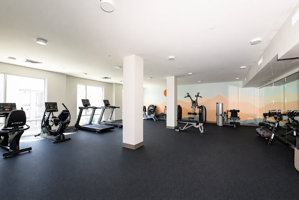 Fitness room at The Glendale Senior Apartments.
