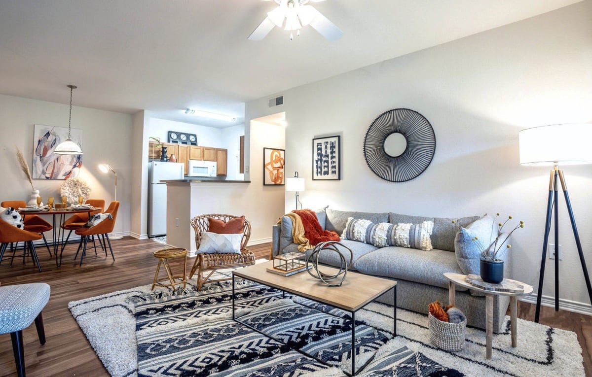 Stoneridge Apartments model living room interior - Pflugerville, TX
