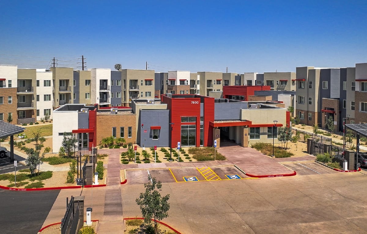 Aerial community view at Aviara Flats.
