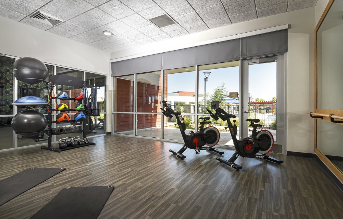 Fitness room at Aviara Flats.