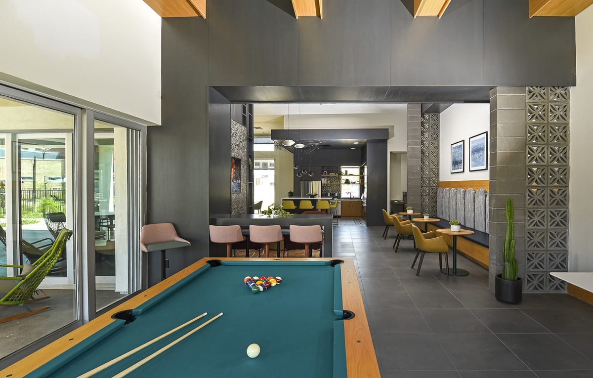 Shared game room at Aviara Flats.