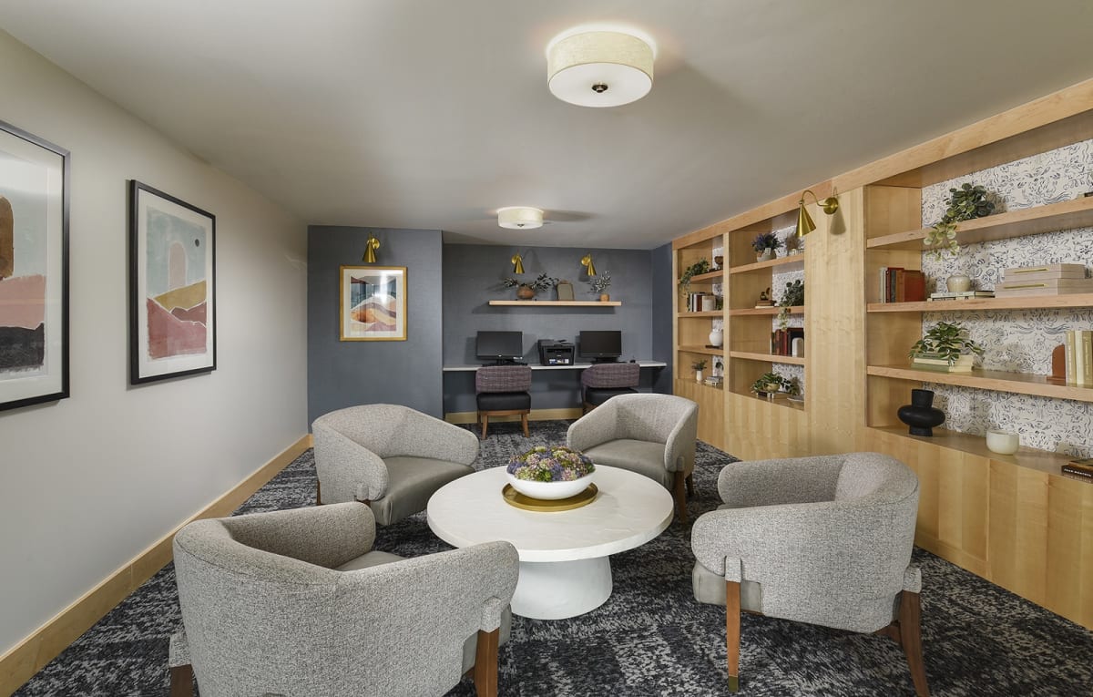Shared library at Casa Azure 55+ Apartments.