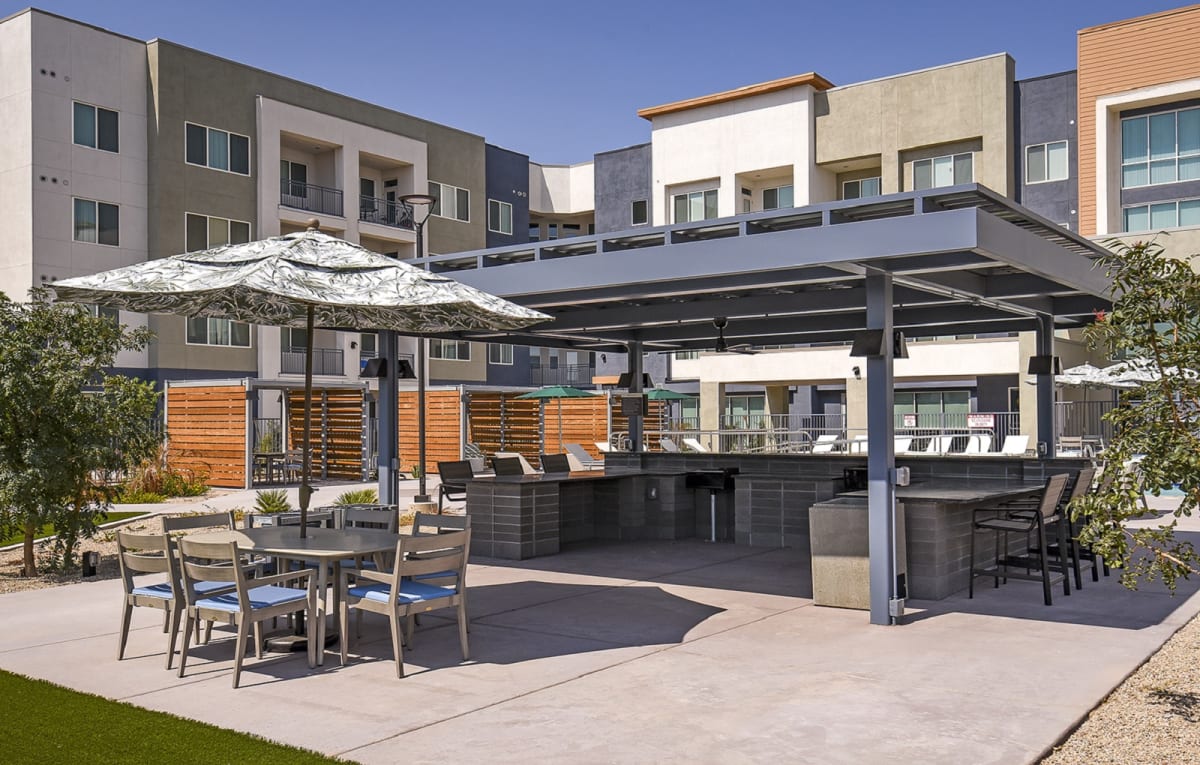 Outdoor grills at Casa Azure 55+ Apartments.