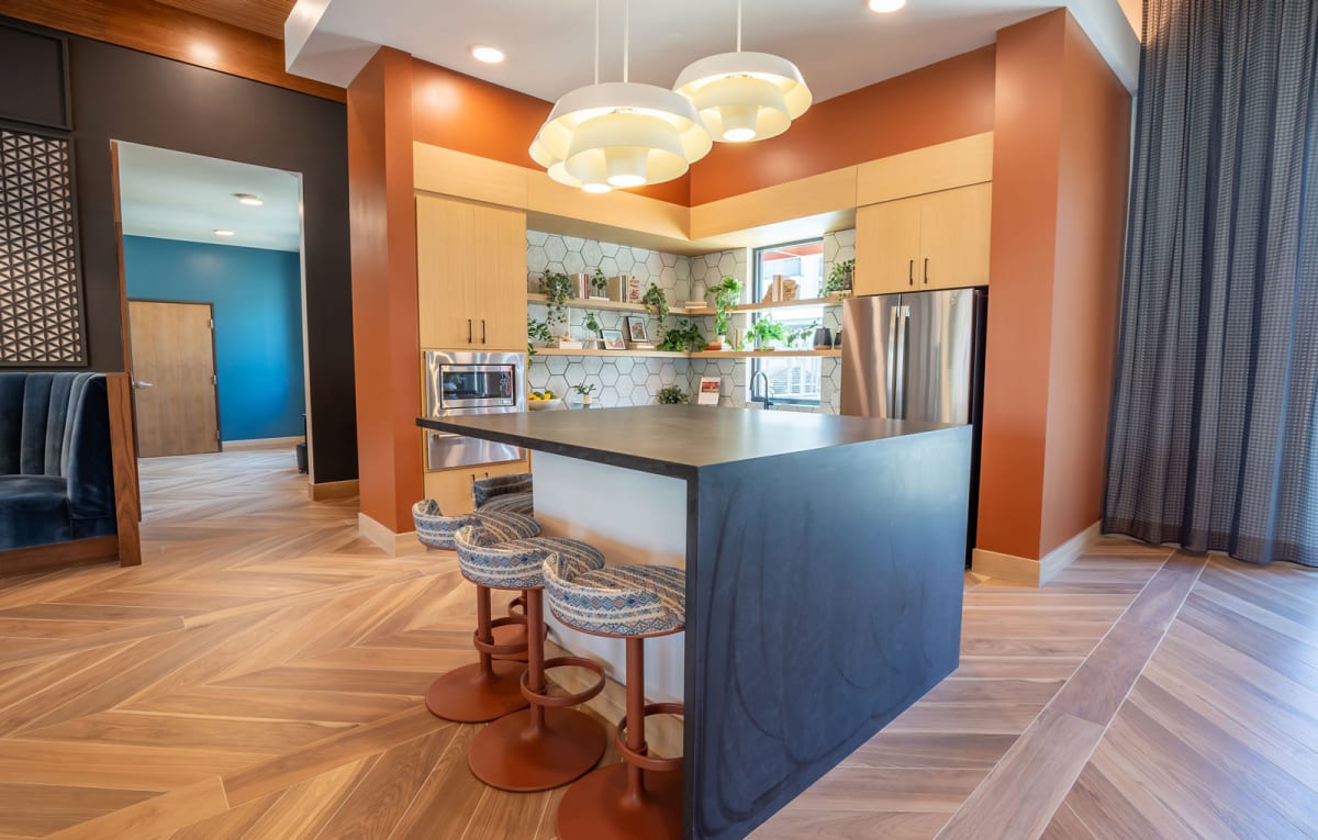 Clubhouse kitchen at Vista Ridge Apartments.
