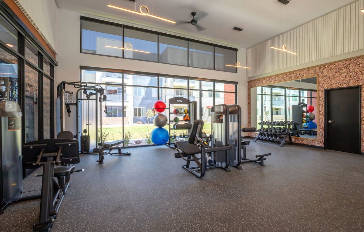 Fitness room at Vista Ridge Apartments.