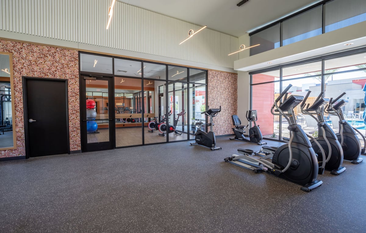Fitness room at Vista Ridge Apartments.