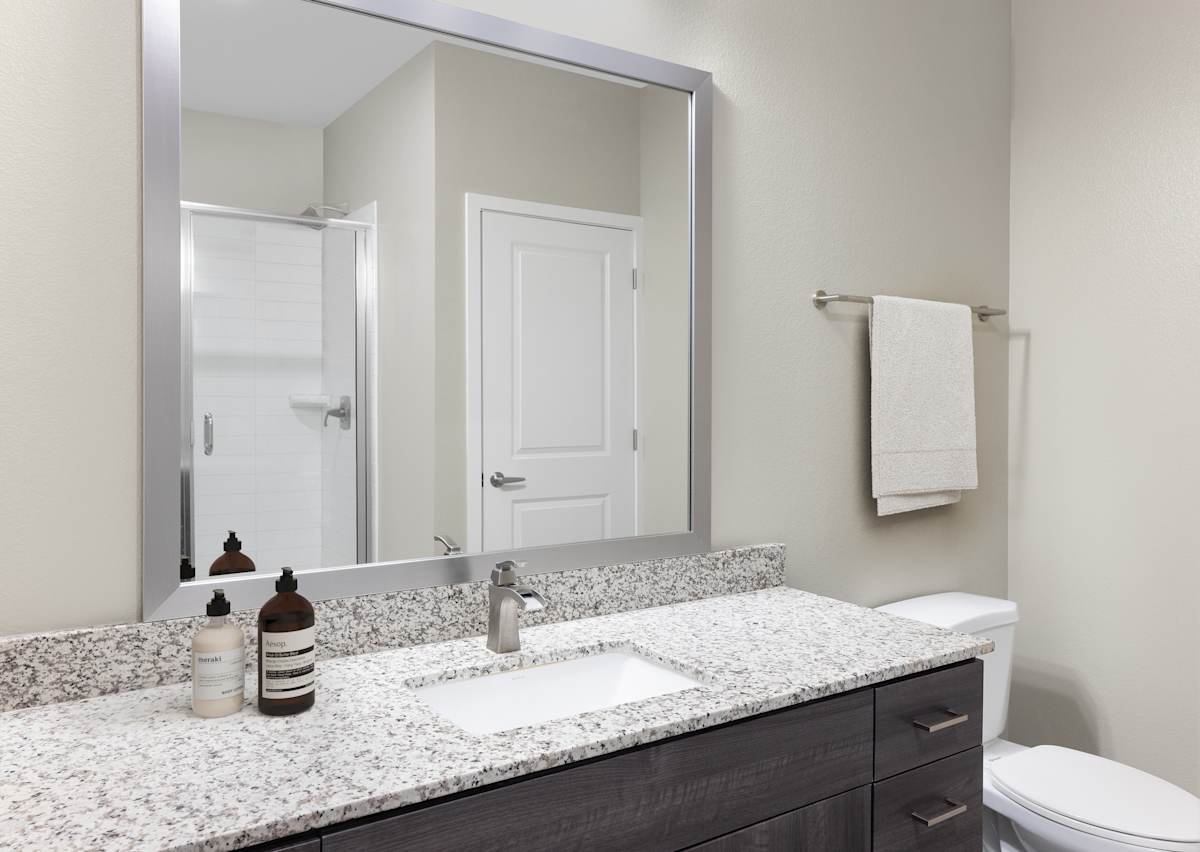 Apartment bathroom at The Tessera.