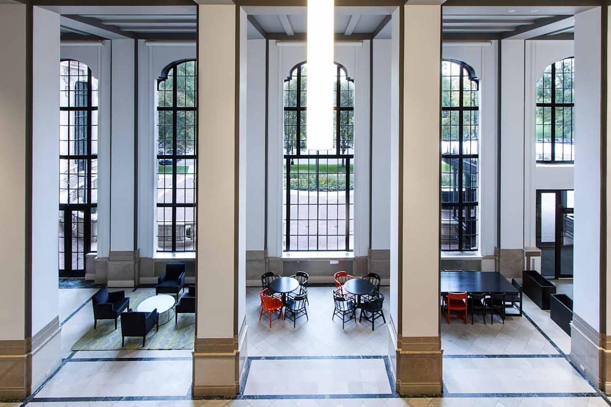 Grand lobby with columns