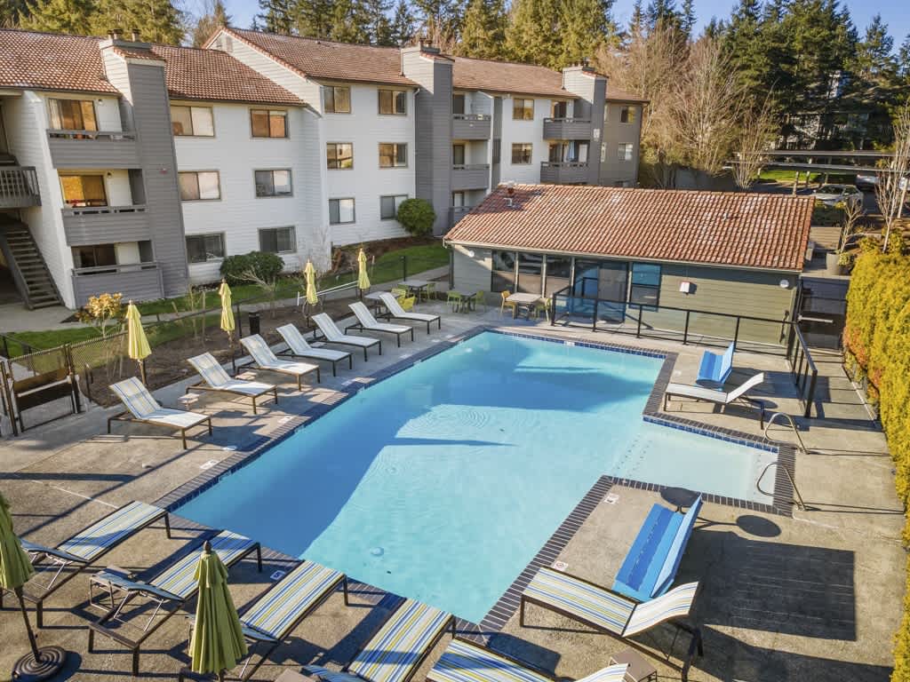 Taluswood Apartments aerial exterior view - Mountlake Terrace, WA