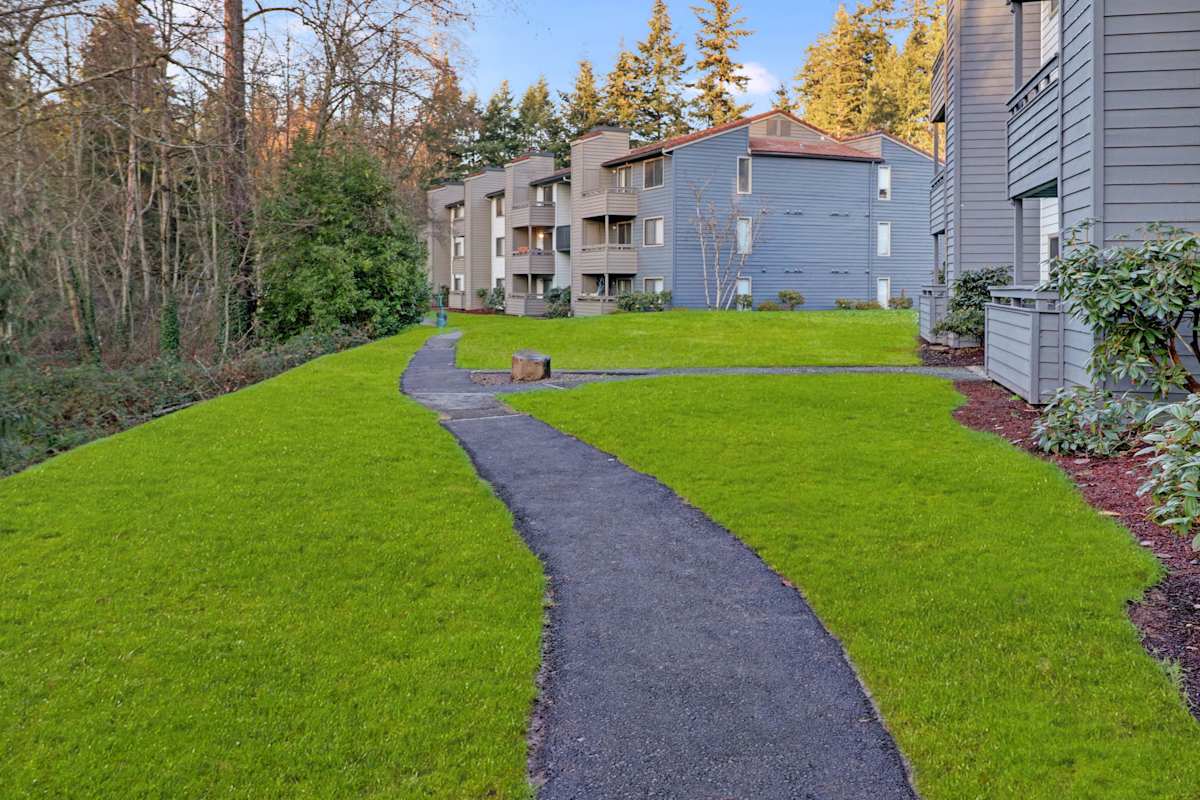 Taluswood Apartments landscaped grounds and walkway - Mountlake Terrace, WA