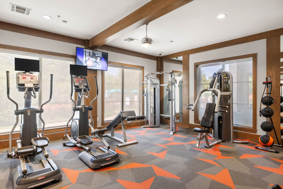 Lakeline East Apartments fitness center with equipment - Cedar Park, TX