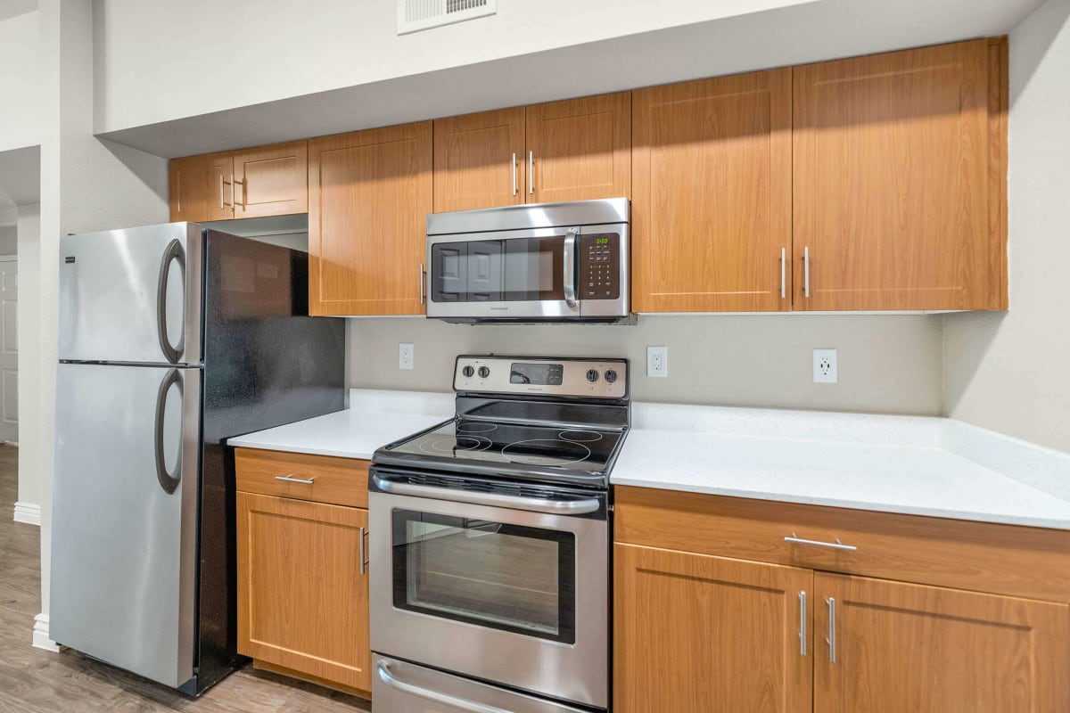 Apartment kitchen — representative home at Townhomes at Biltmore.