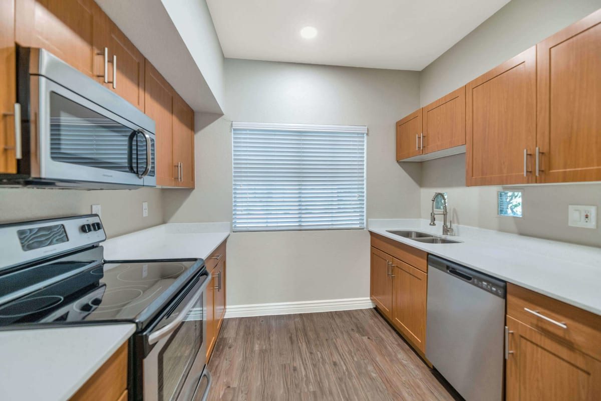 Apartment kitchen — representative home at Townhomes at Biltmore.