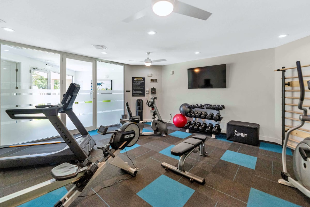 Fitness room at Townhomes at Biltmore.