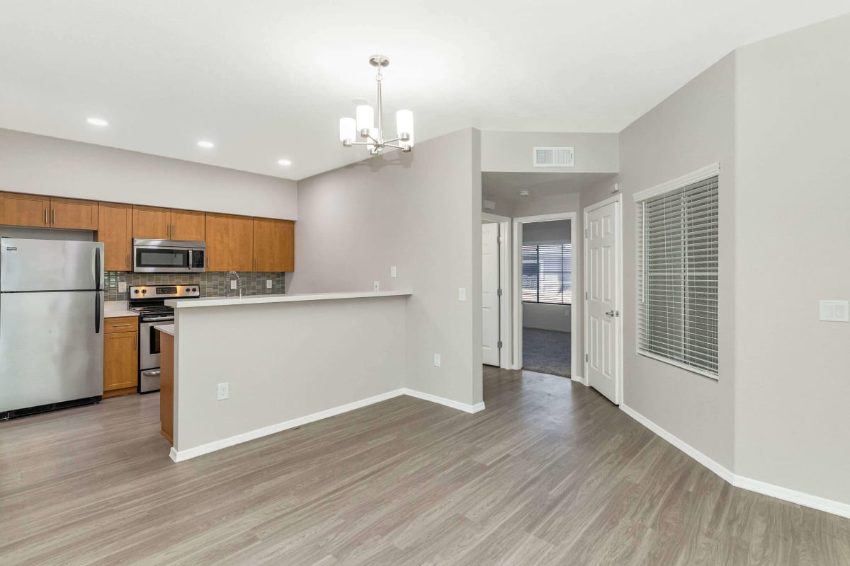 Apartment kitchen — representative home at Townhomes at Biltmore.