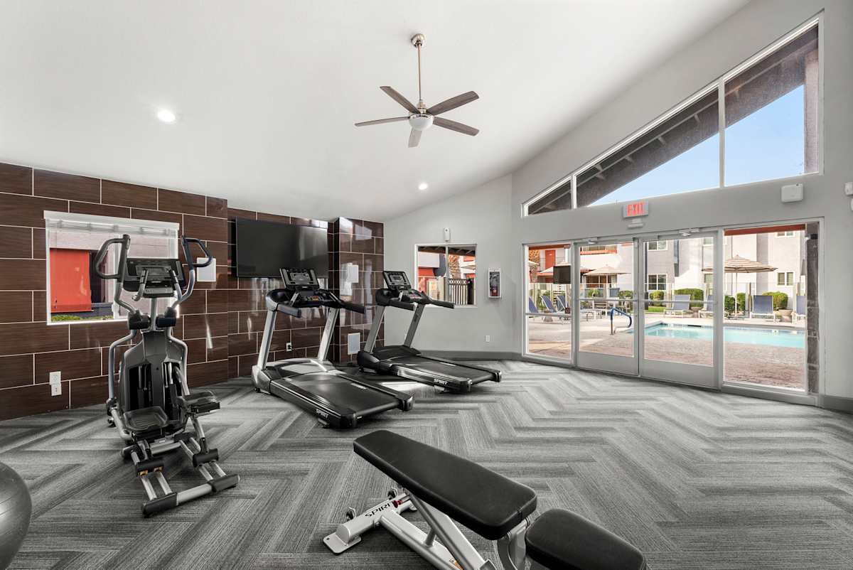 Fitness center at West 35th Apartments.