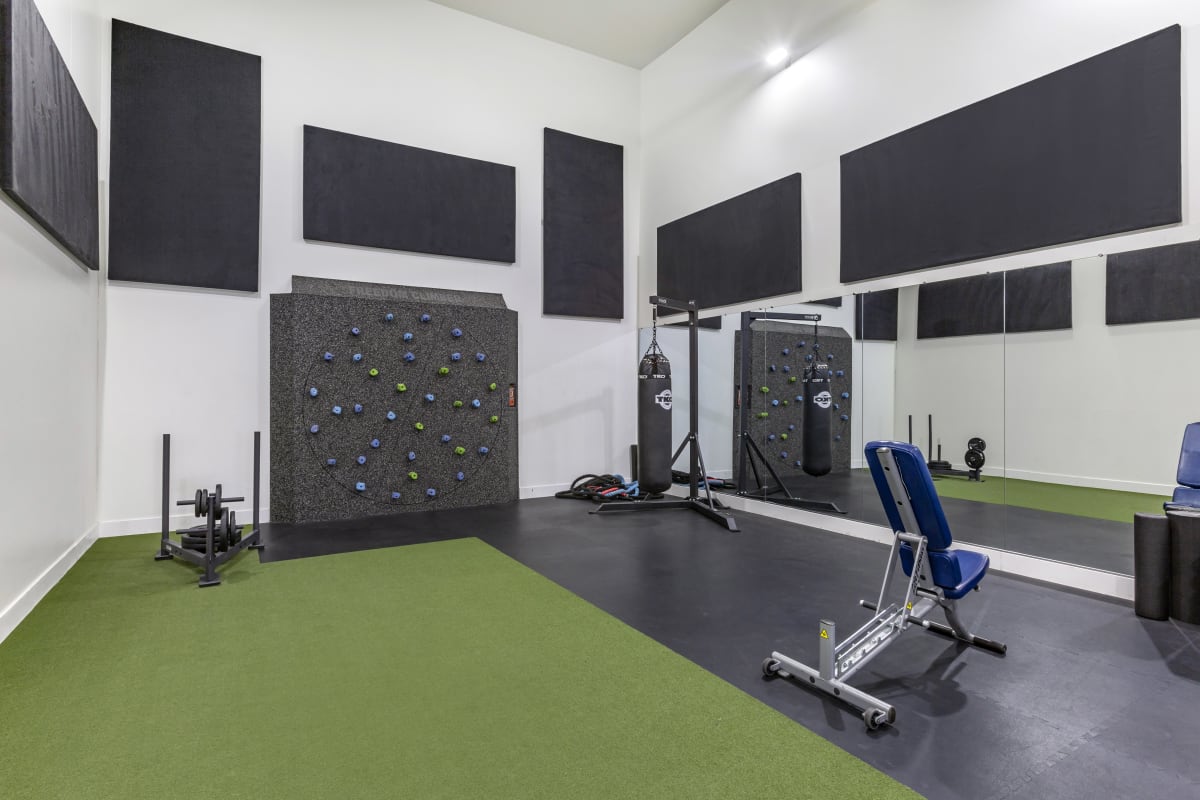 Fitness room at Boulders at Lookout Mountain Apartment Homes.
