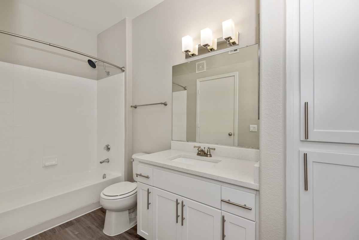 Apartment bathroom — representative home at The Retreat Apartments.