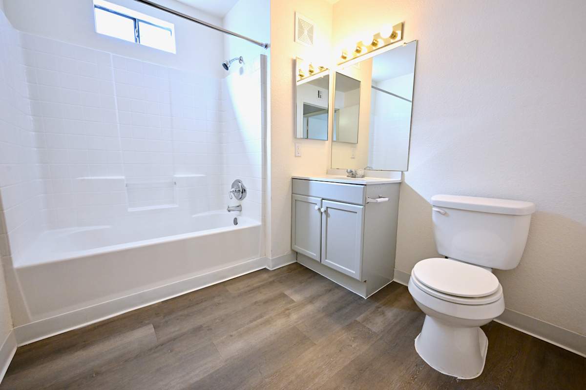 Apartment bathroom — representative home at Paradise Palms I.
