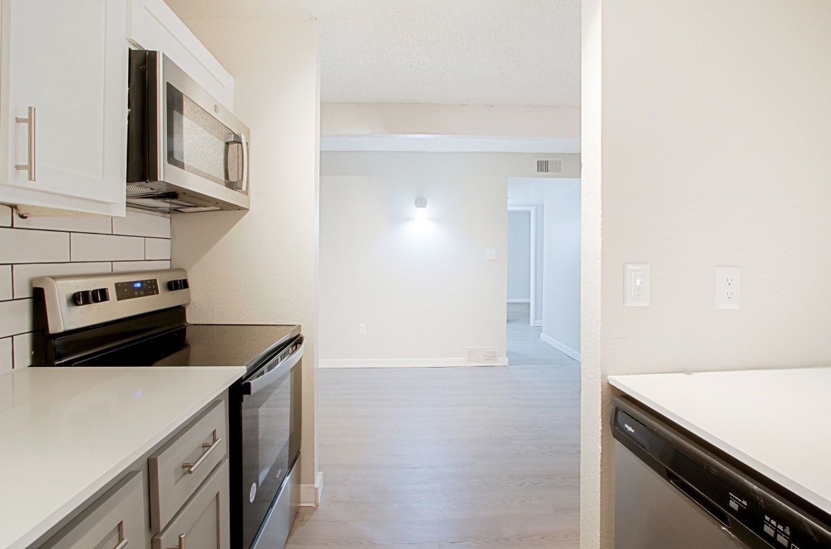 Apartment kitchen — representative home at Nightingale on 25th.