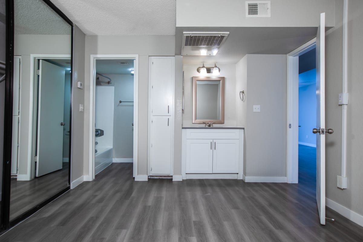 Apartment bathroom — representative home at Elara at Paradise Valley.