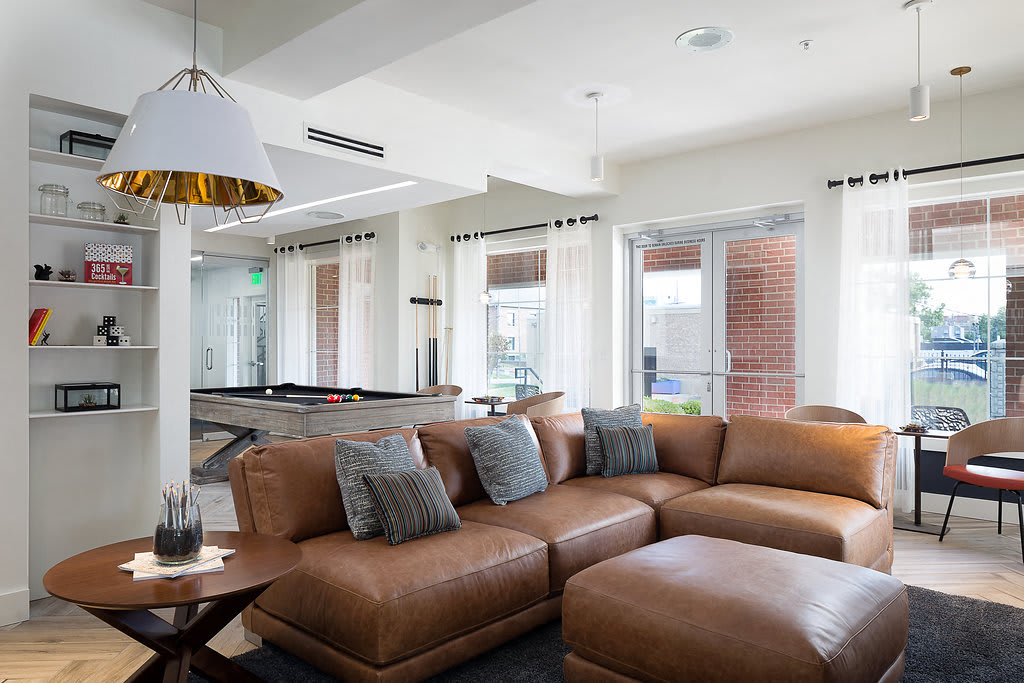 City Place at Westport clubroom with pool table and seating - Kansas City, MO