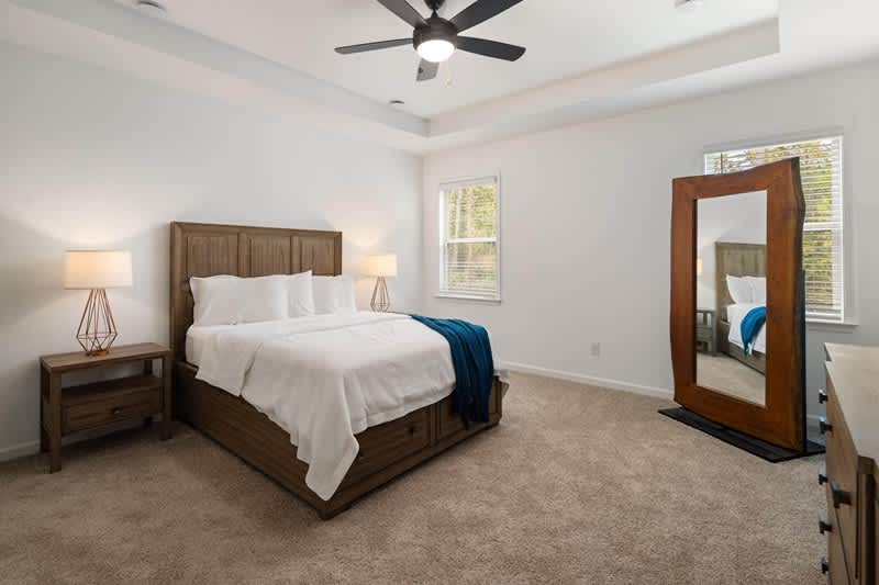 Overlook at Kennerly Lake primary bedroom staging with large window - Grayson, GA