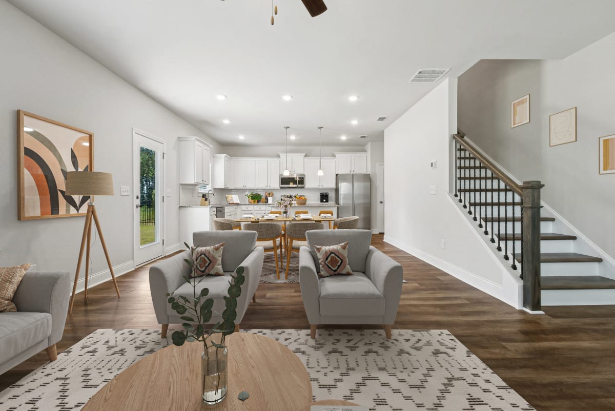 Alma Farms living room and staircase view - Hoschton, GA