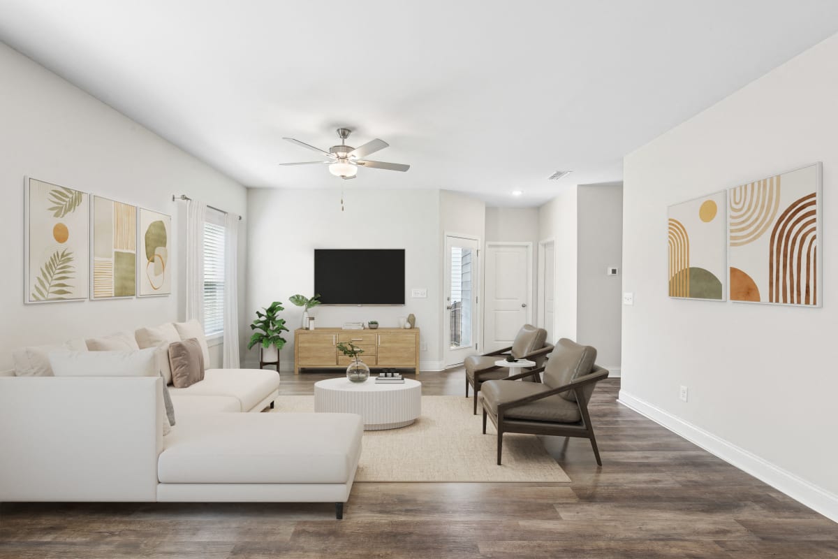 Overlook at Palisades Homes living room with large window - Dallas, GA