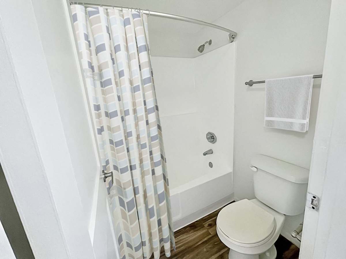 Staged example: apartment bathroom at The Valencia.