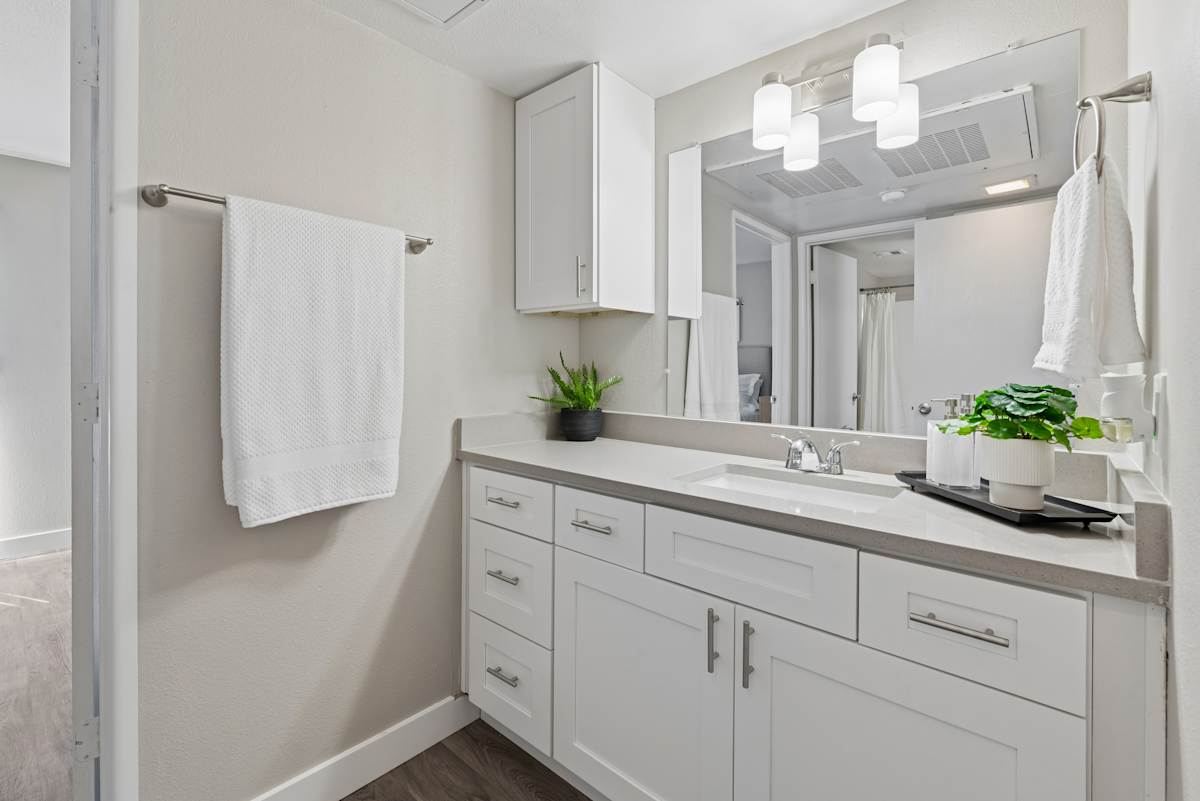 Apartment bathroom — representative home at Raystone.