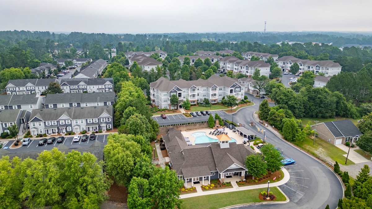 Ansley at Town Center Apartments aerial view of community - Evans, GA