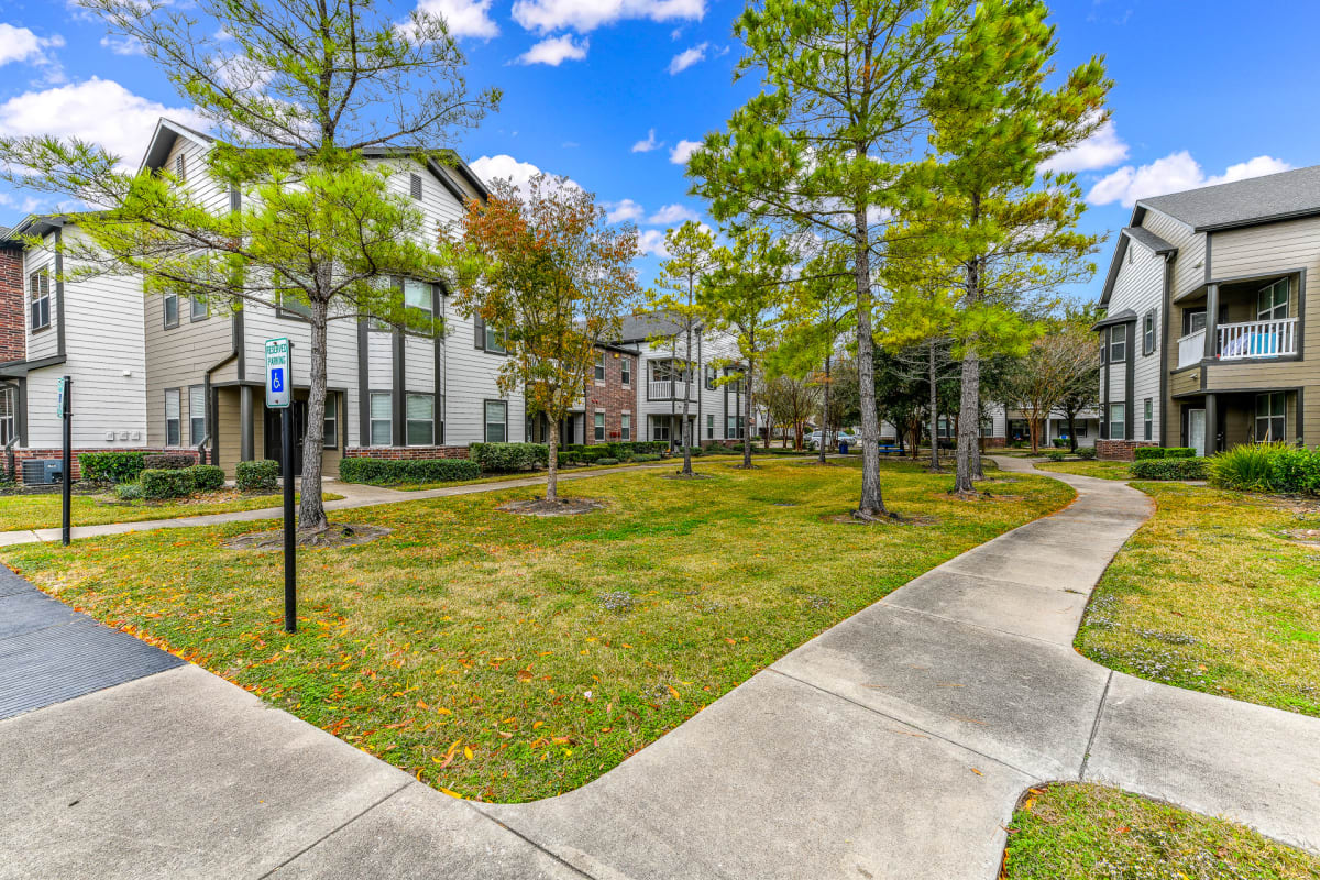 Artesian on Westheimer landscaped courtyard walkway - Houston, TX