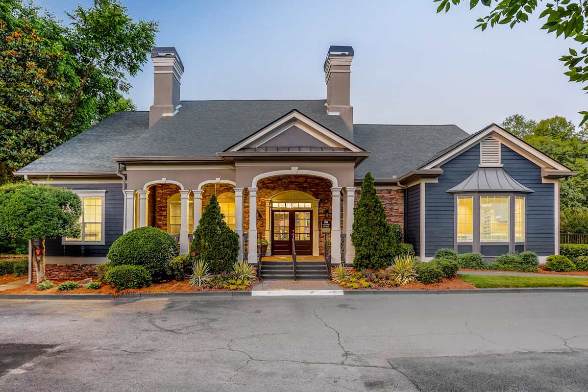 Bridgewater exterior leasing office at dusk - Duluth, GA