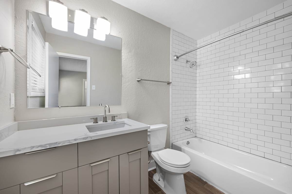 Dunwoody Glen bathroom with cream cabinetry - Atlanta, GA