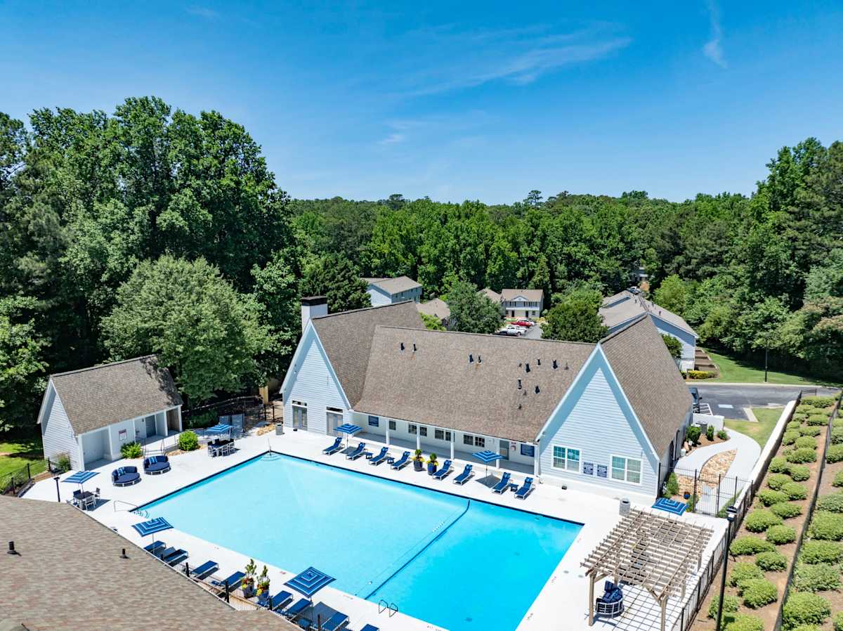 Dunwoody Glen aerial view with pool - Atlanta, GA