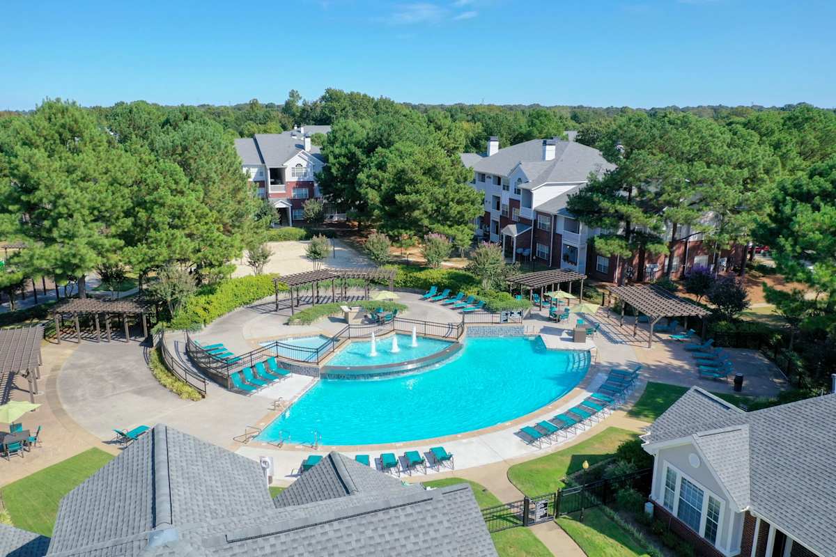 Enclave at Wolfchase aerial view of pool and sundeck - Memphis, TN