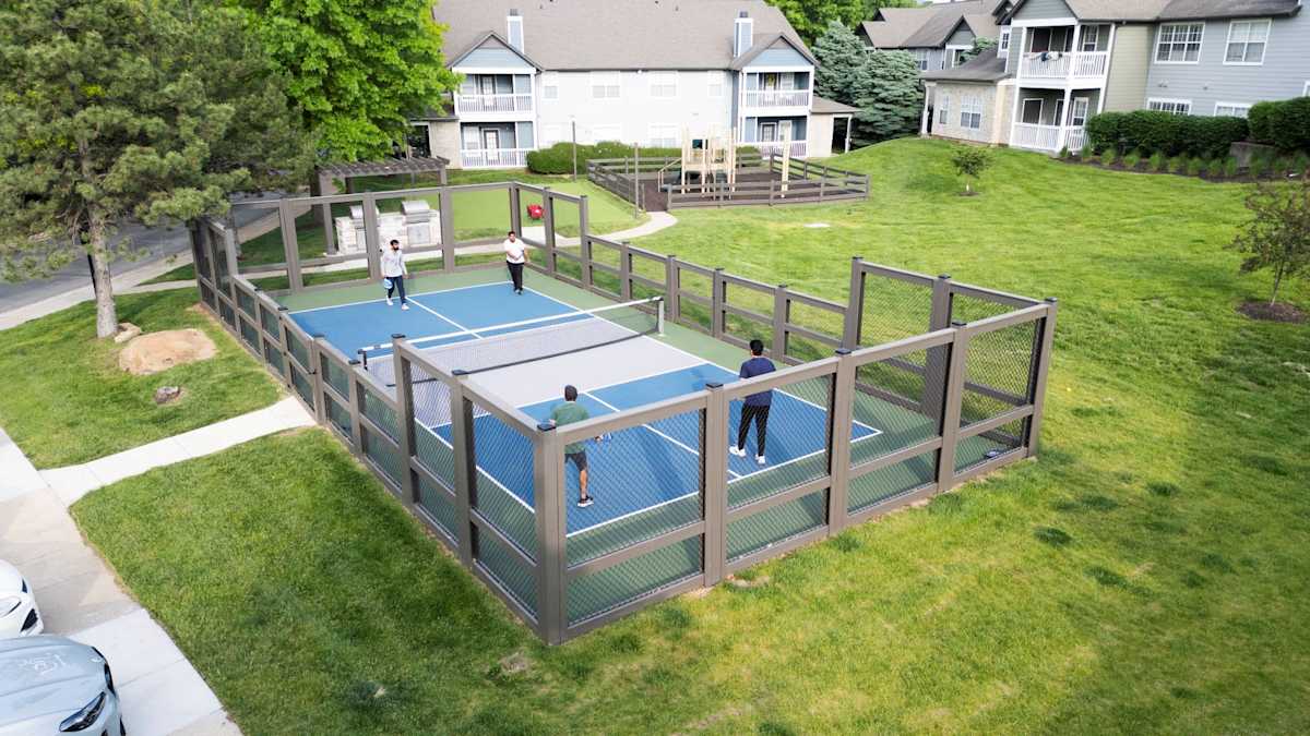 Sandstone Creek pickleball courts aerial view - Overland Park, KS