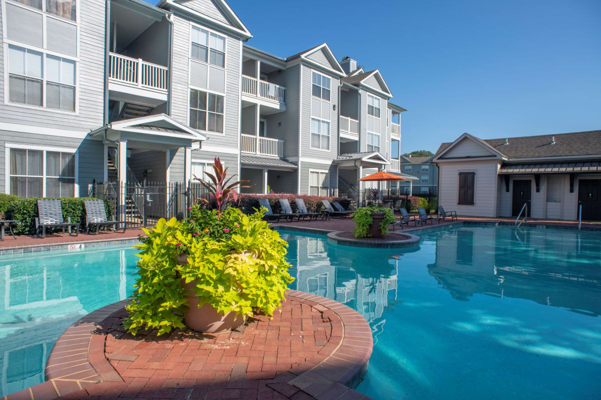 Legacy Farm pool view with landscaping - Collierville, TN