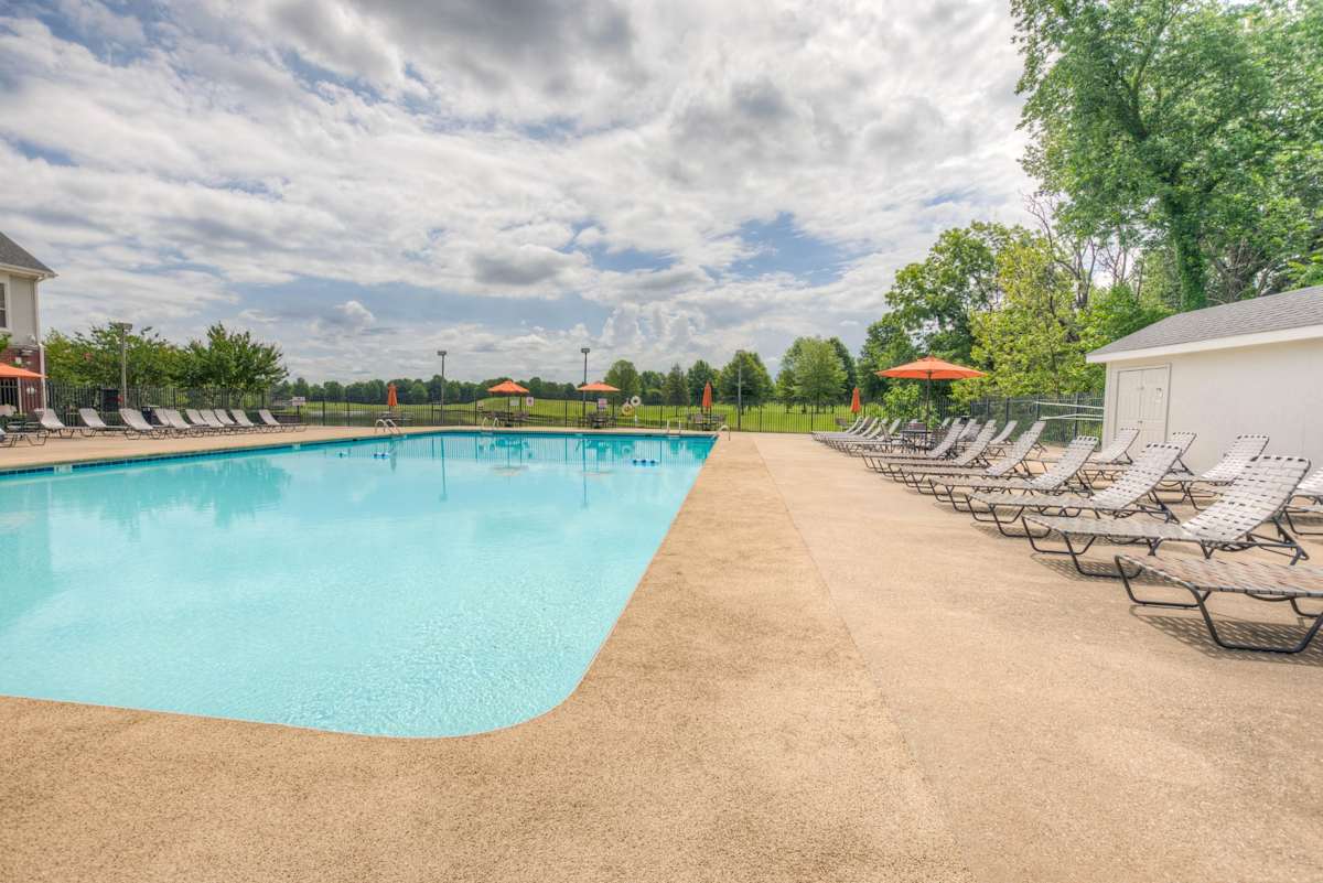 Park at Forest Hill poolside view with seating - Memphis, TN