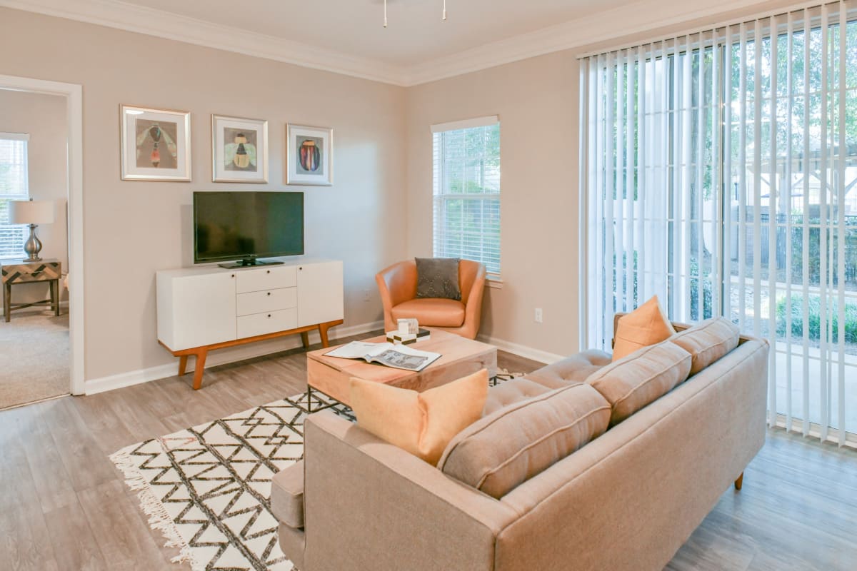 Polos at Hudson Corners living room with patio access - Greer, SC