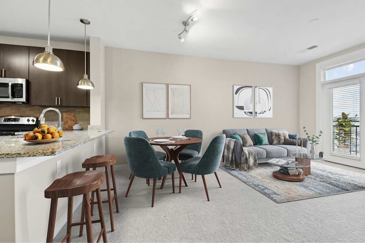Azure Oxford Square apartment kitchen and living area - Hanover, MD
