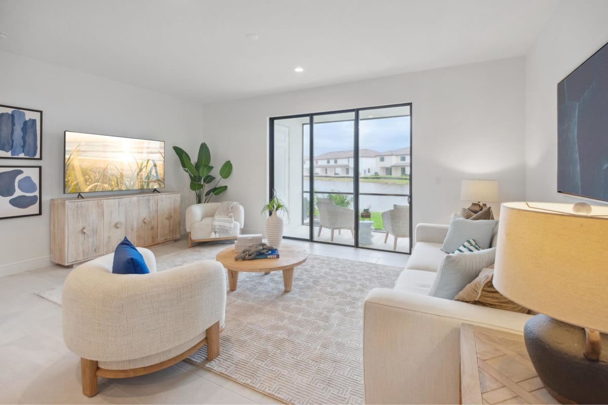 Fiore Townhomes living room with view - Venice, FL