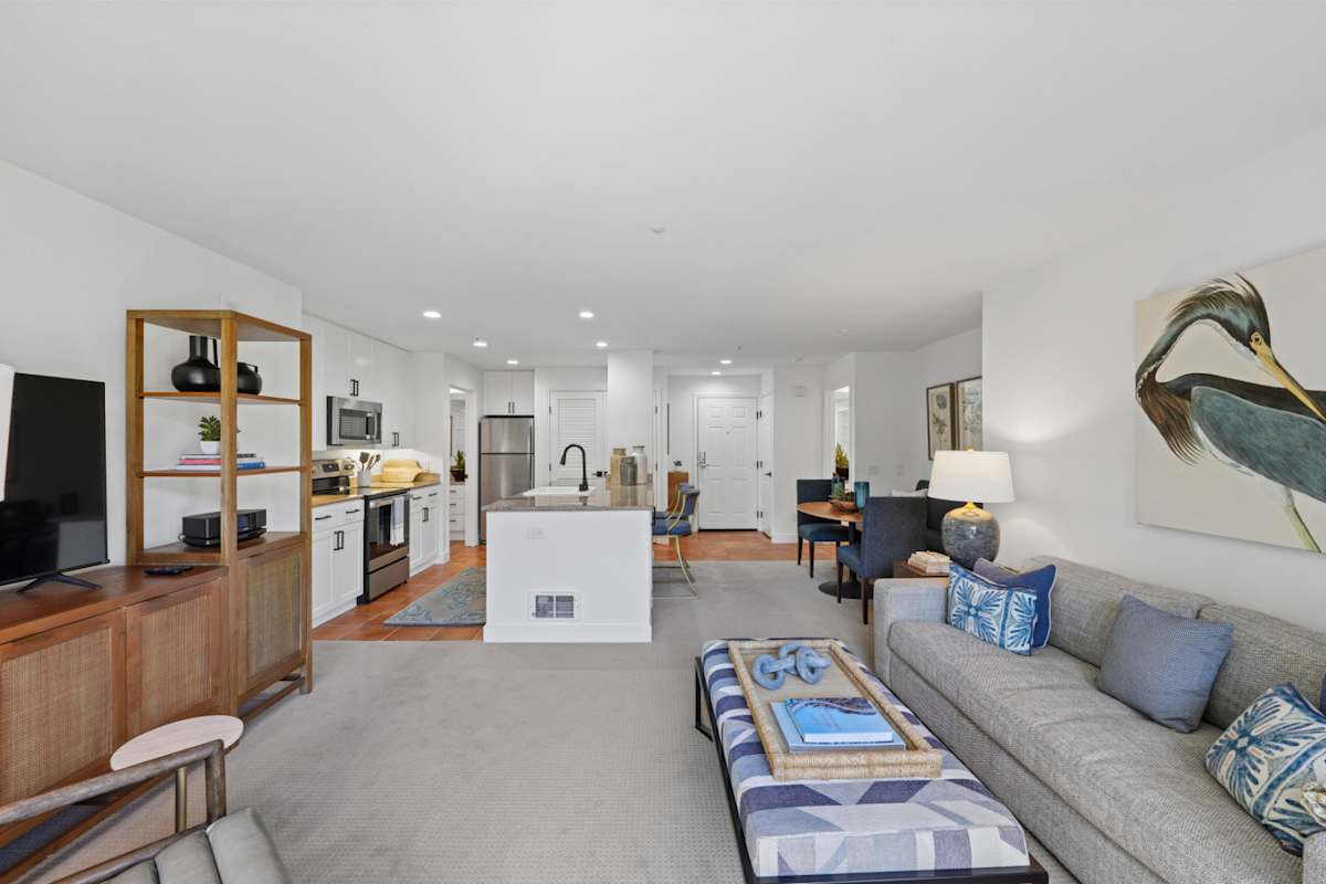 Marlin Cove Apartments open-concept living and kitchen - Foster City, CA