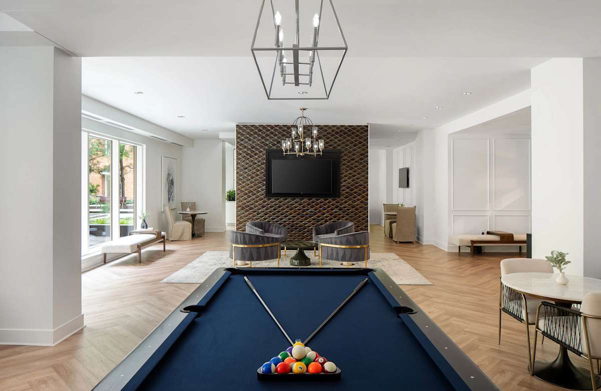 Residences on the Avenue resident clubroom with pool table - Washington, DC