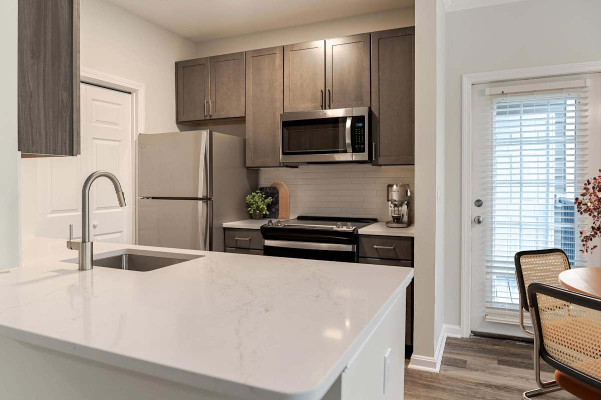The Ridge apartment kitchen and dining close-up - Waltham, MA