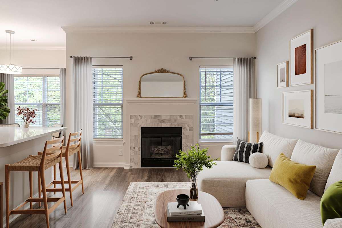 The Ridge apartment living and dining area - Waltham, MA