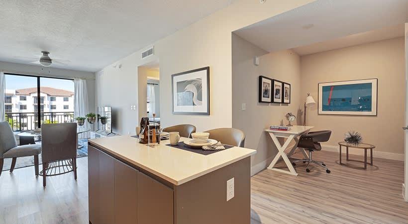 Pacifica apartment living room and office area - Boynton Beach, FL